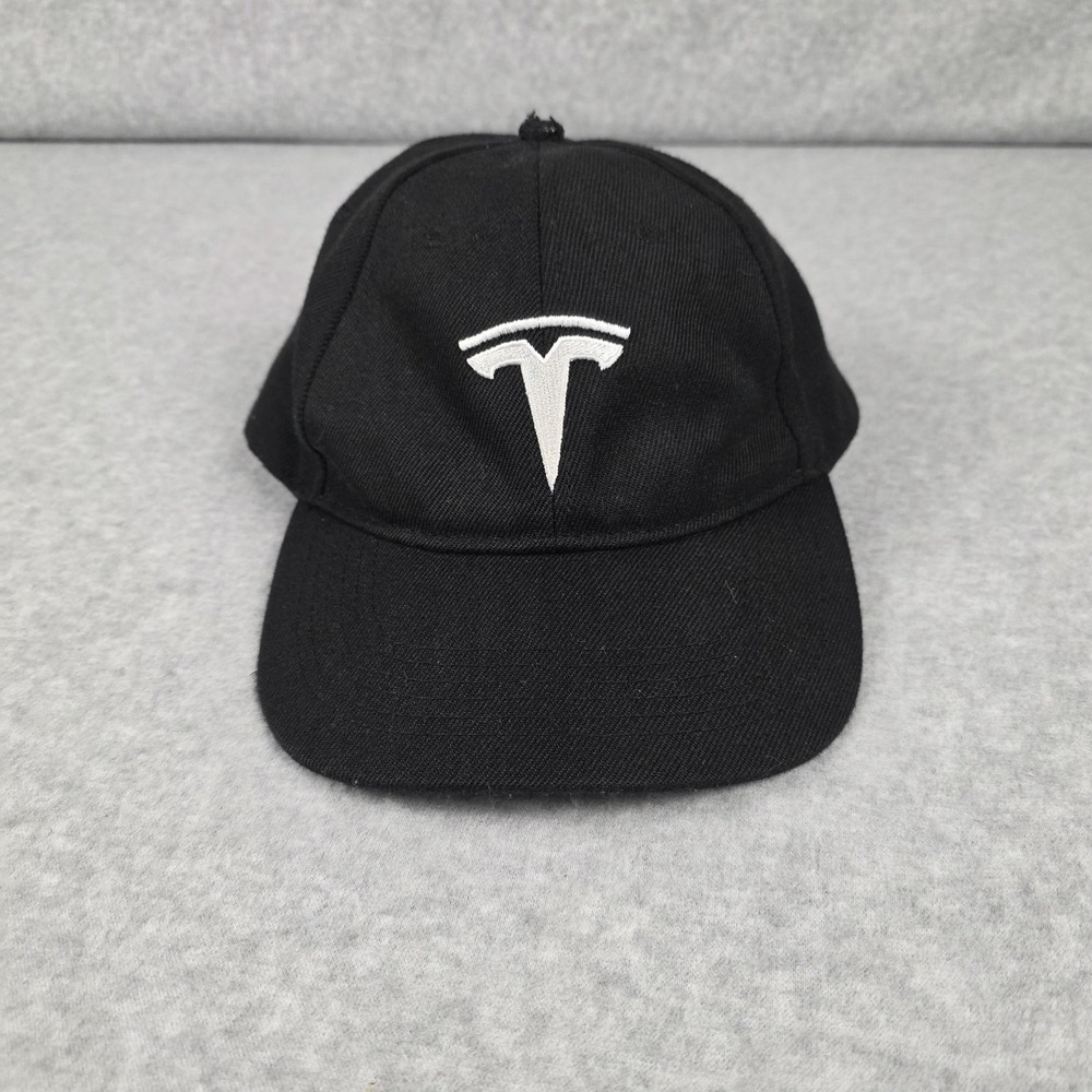 Tesla Hat Cap Snap Back Mens One Size Black Embroidered T Logo Baseball